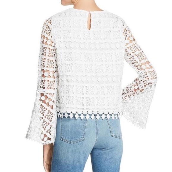 NWOT LUCY PARIS WHITE LACE BELL SLEEVES SHIRT - Picture 2 of 6